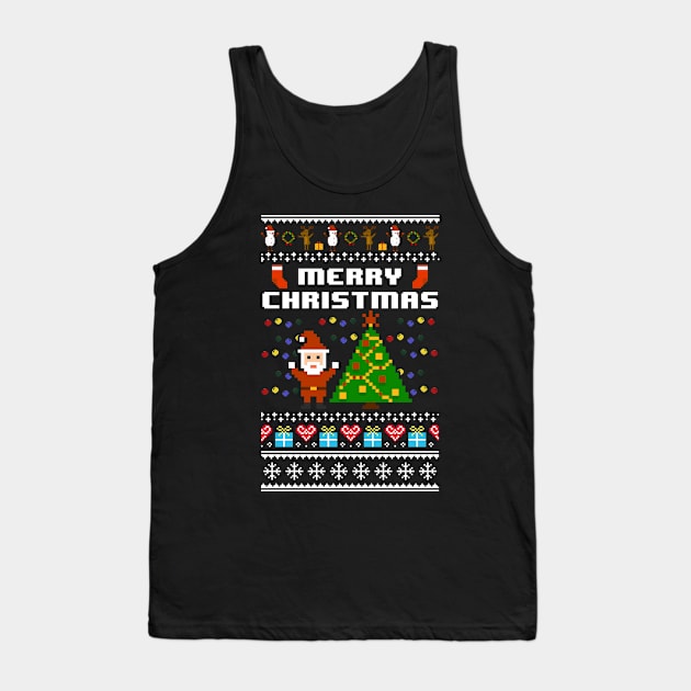 Merry Christmas 8-Bit Pixel Retro Video Game Tank Top by SolarFlare